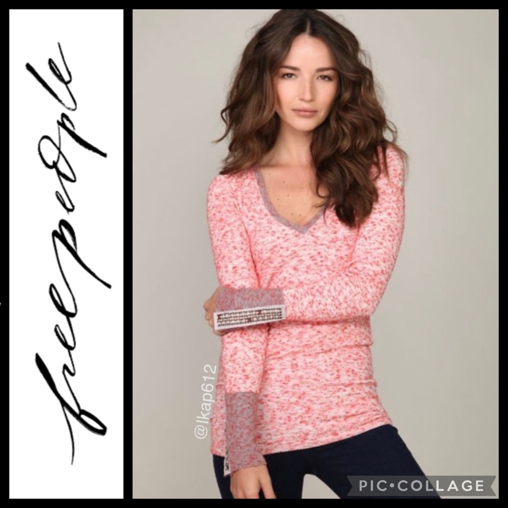 Free People We The Free Freckles Thermal Sweater- Pink